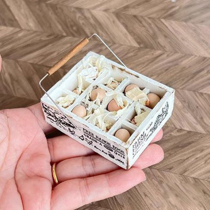 Cesta para huevos en miniatura a escala 1:6, bandeja para huevos, batidor de huevos, accesorios de cocina, muebles para casa de muñecas BJD Ob11, Blythe GSC, juguetes para casa de juegos