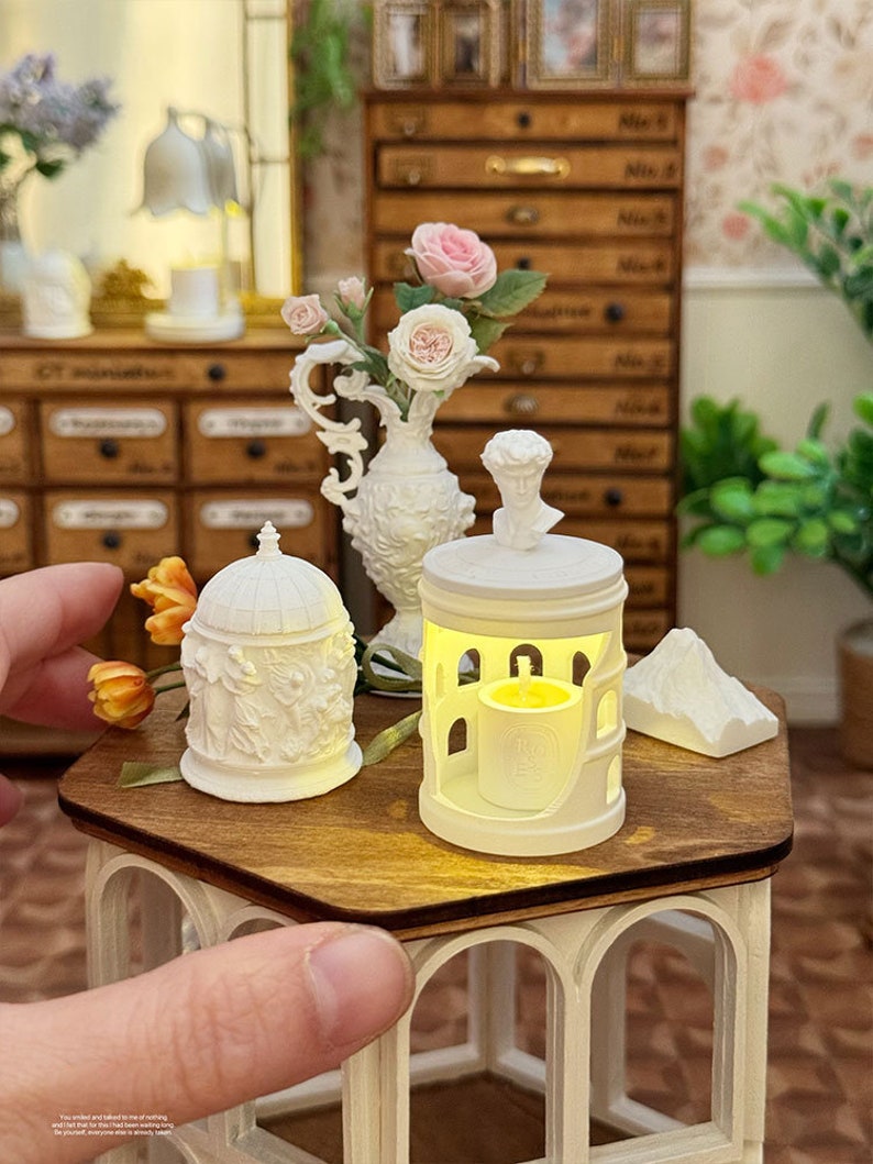 Ensemble de bougies d'aromathérapie miniatures, lampe de table et vase, accessoires de décoration pour maison de poupée, échelle 1:6, pour poupées BJD Blythe GSC