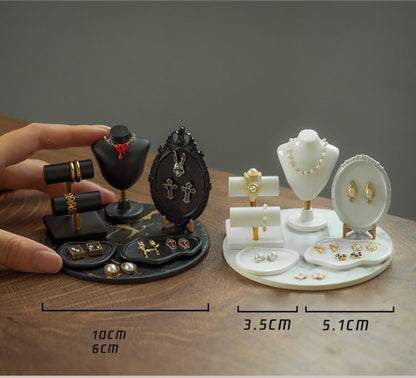 Juego de exhibición de joyas en miniatura a escala 1:6, 6 piezas, accesorios para casa de muñecas BJD Blythe, modelo de escritorio, juguete, mini estante de joyería de simulación