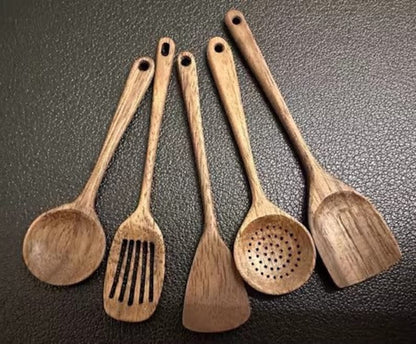 Juego de utensilios de cocina de madera en miniatura a escala 1:6 con tenedor, cuchillo, cuchara y cuchillo para mantequilla para accesorios de casa de muñecas BJD Blythe