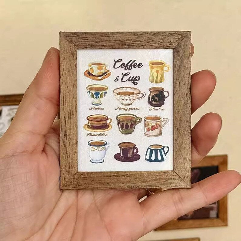 Peinture miniature rétro à l'échelle 1:6 pour maison de poupée, décoration murale pour poupées BJD et Blythe