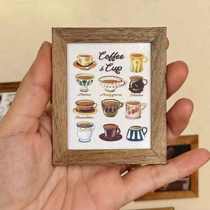Peinture miniature rétro à l'échelle 1:6 pour maison de poupée, décoration murale pour poupées BJD et Blythe