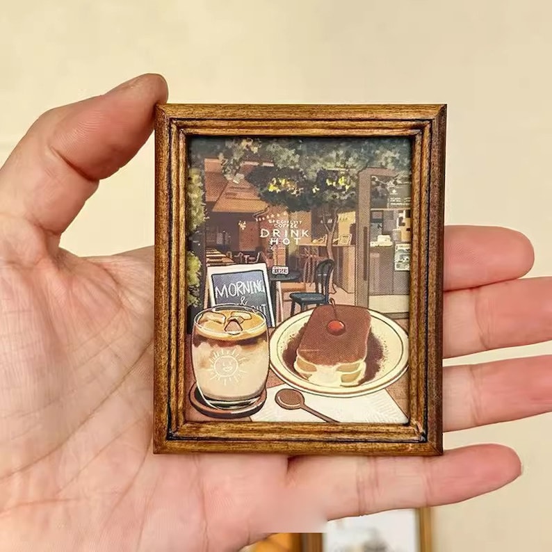 Peinture miniature rétro à l'échelle 1:6 pour maison de poupée, décoration murale pour poupées BJD et Blythe