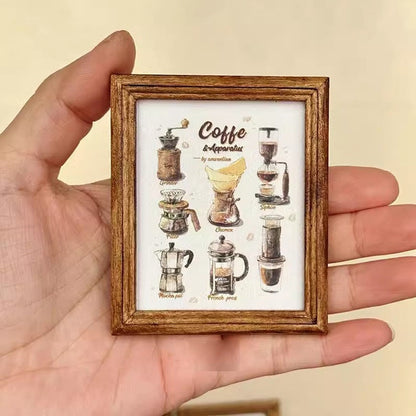 Peinture miniature rétro à l'échelle 1:6 pour maison de poupée, décoration murale pour poupées BJD et Blythe