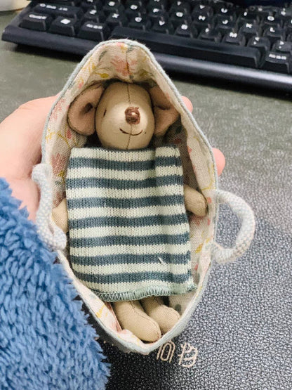 Cesta de dormir de lino en miniatura a escala 1:12, accesorio para casa de muñecas Blythe GSC BJD, juguete de casita de ratón.