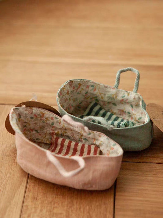 1:12 Scale Miniature Flax Sleeping Basket Dollhouse Accessory for BJD Blythe and GSC Dolls