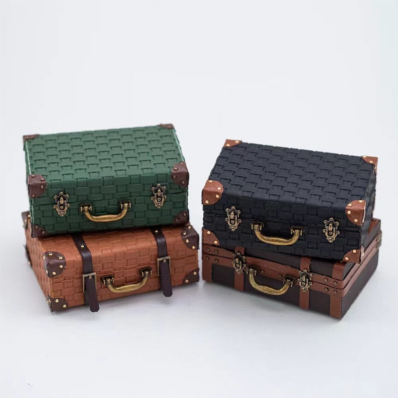 Valise miniature à l'échelle 1:6, sac à main tissé rétro, bagage à main, modèle BJD Blythe GSC, accessoires de meubles de maison de poupée, jouet de bureau