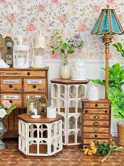Mueble de casa de muñecas en miniatura medieval hexagonal a escala 1:6 para BJD Blythe
