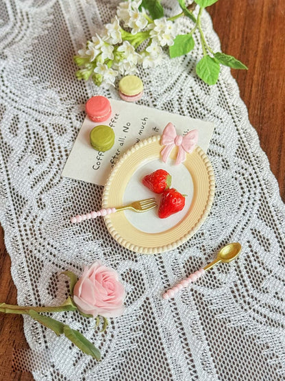 Juego de platos de pajarita en miniatura a escala 1:6 - Accesorios de cocina para muñecas BJD y Blythe