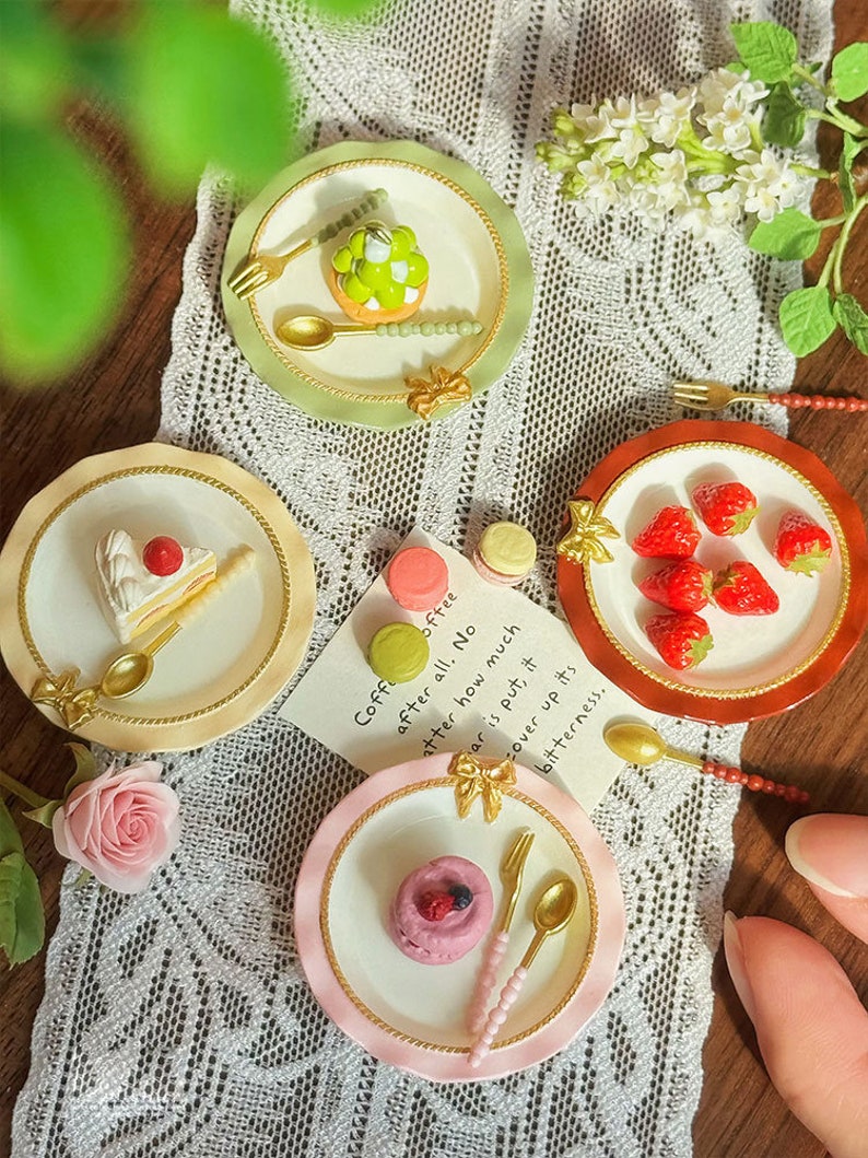 Juego de platos de pajarita en miniatura a escala 1:6 - Accesorios de cocina para muñecas BJD y Blythe