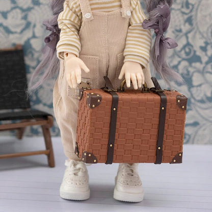 Valise miniature à l'échelle 1:6, sac à main tissé rétro, bagage à main, modèle BJD Blythe GSC, accessoires de meubles de maison de poupée, jouet de bureau
