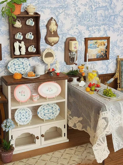 Cafetera en miniatura a escala 1:6, plataforma para agua bendita, tarro de frutas, plato para la cena, modelo BJD Blythe, accesorios de cocina, muebles en miniatura para casa de muñecas.