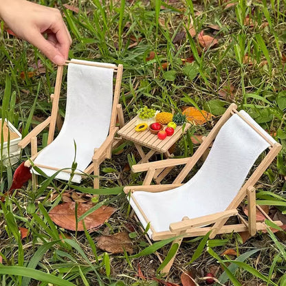 Ensemble de chaises et table pliantes miniatures à l'échelle 1:6 - Meubles pour maison de poupées BJD, Blythe et Obitsu