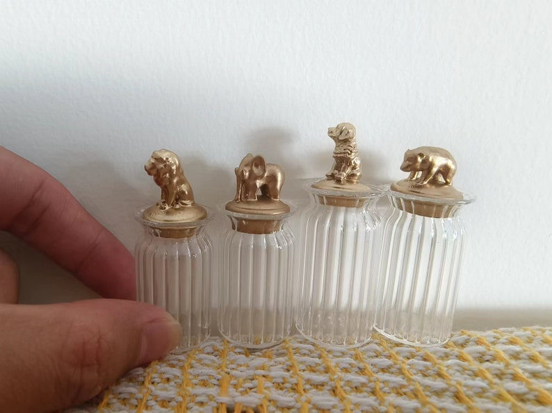 Tanque de almacenamiento en miniatura de vidrio a escala 1:12 para casa de muñecas, cocina, muebles en miniatura, accesorios, modelo de animal de simulación, juguete para casa de juegos.