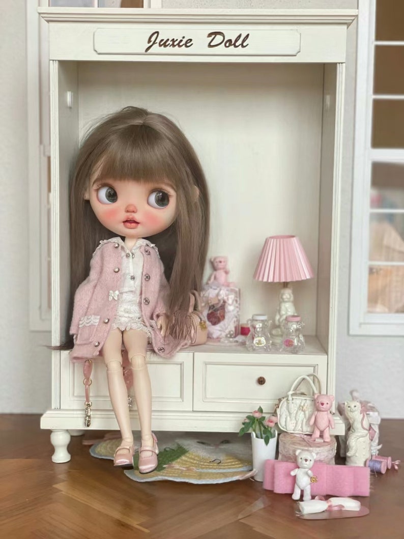 Lampe de table plissée miniature en forme de lapin vintage français, échelle 1:6, accessoires faits à la main pour maison de poupée BJD Blythe, meubles miniatures