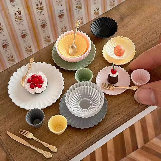Ensemble de vaisselle miniature, assiettes et bols, échelle 1:6, pour BJD, Blythe, GSC, accessoires de cuisine, jouets de bureau