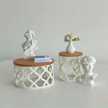 Ensemble de 2 tables basses rondes creuses miniatures à l'échelle 1:6 pour maison de poupée, accessoires de bureau pour modèle BJD Blythe GSC