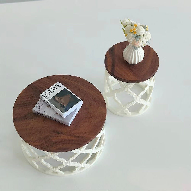 Ensemble de 2 tables basses rondes creuses miniatures à l'échelle 1:6 pour maison de poupée, accessoires de bureau pour modèle BJD Blythe GSC