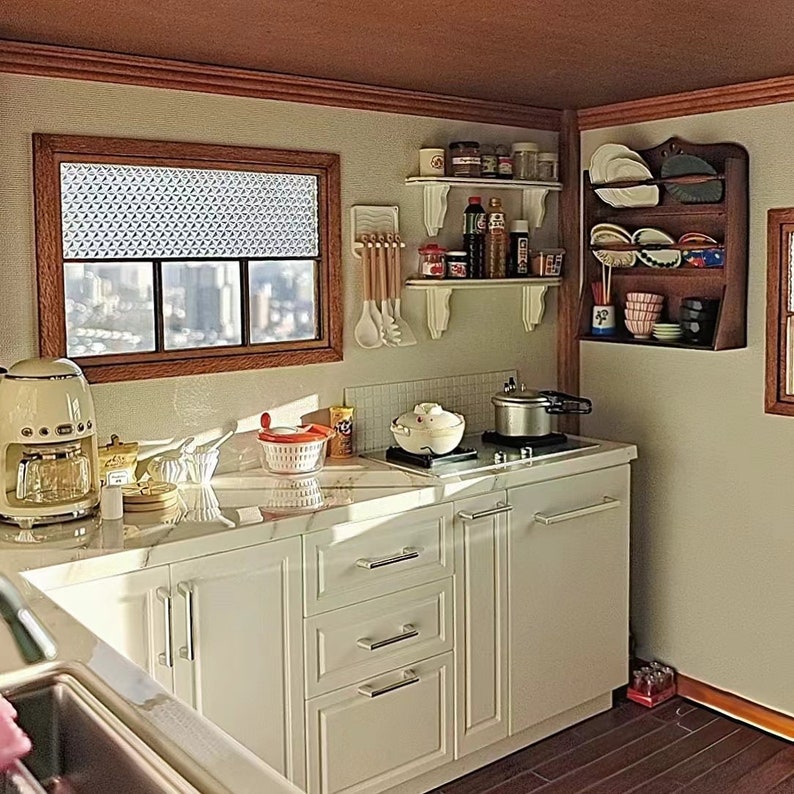 Armario de cocina en miniatura a escala 1:6, muebles para casa de muñecas, accesorios BJD Blythe, juguetes de modelos de escritorio