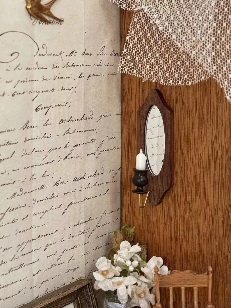 Bougeoir miniature en bronze français à l'échelle 1:6, décoration murale pour maison de poupée BJD Blythe