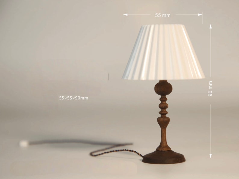 Lampe de table plissée rétro en noyer noir français pour maison de poupée miniature à l'échelle 1:6, lampe de bureau, accessoire de meubles BJD Blythe, jouet
