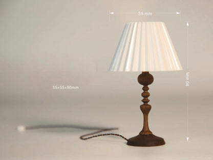 Lampe de table plissée rétro en noyer noir français pour maison de poupée miniature à l'échelle 1:6, lampe de bureau, accessoire de meubles BJD Blythe, jouet