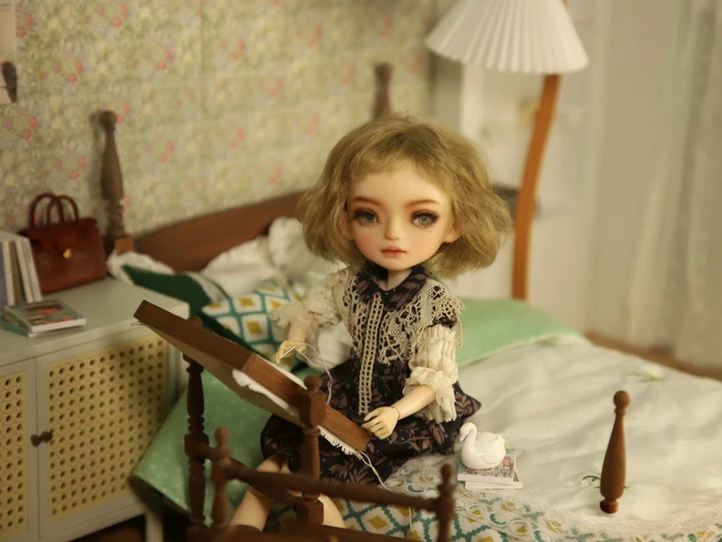 Étagère à broderie miniature vintage française à l'échelle 1:6, pour maison de poupée BJD Blythe, accessoires de salle de couture, modèle de bureau, jouet