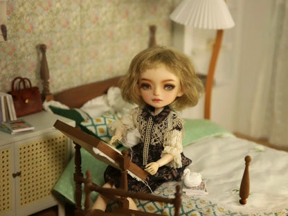 Étagère à broderie miniature vintage française à l'échelle 1:6, pour maison de poupée BJD Blythe, accessoires de salle de couture, modèle de bureau, jouet