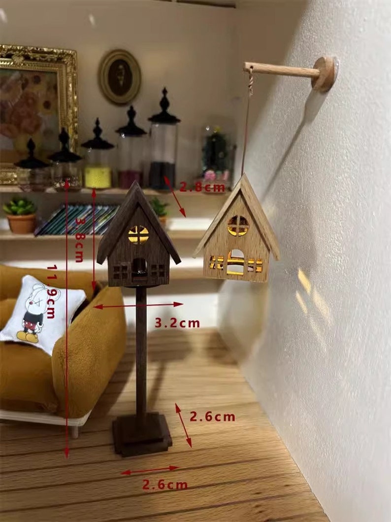 Lampe de sol miniature en bois pour maison de poupée, échelle 1:6, luminaire suspendu, petite maison, accessoires de meubles de simulation pour Blythe GSC BJD