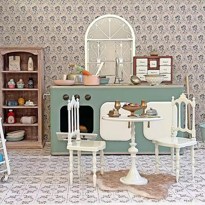 Juego de mesa y silla de metal en miniatura a escala 1:6: muebles para casas de muñecas BJD, Blythe y exhibiciones de modelos.