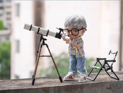 Ensemble de télescope miniature et de chaise pliante en alliage à l'échelle 1:6, accessoires pour maison de poupée, pour collectionneurs BJD Blythe