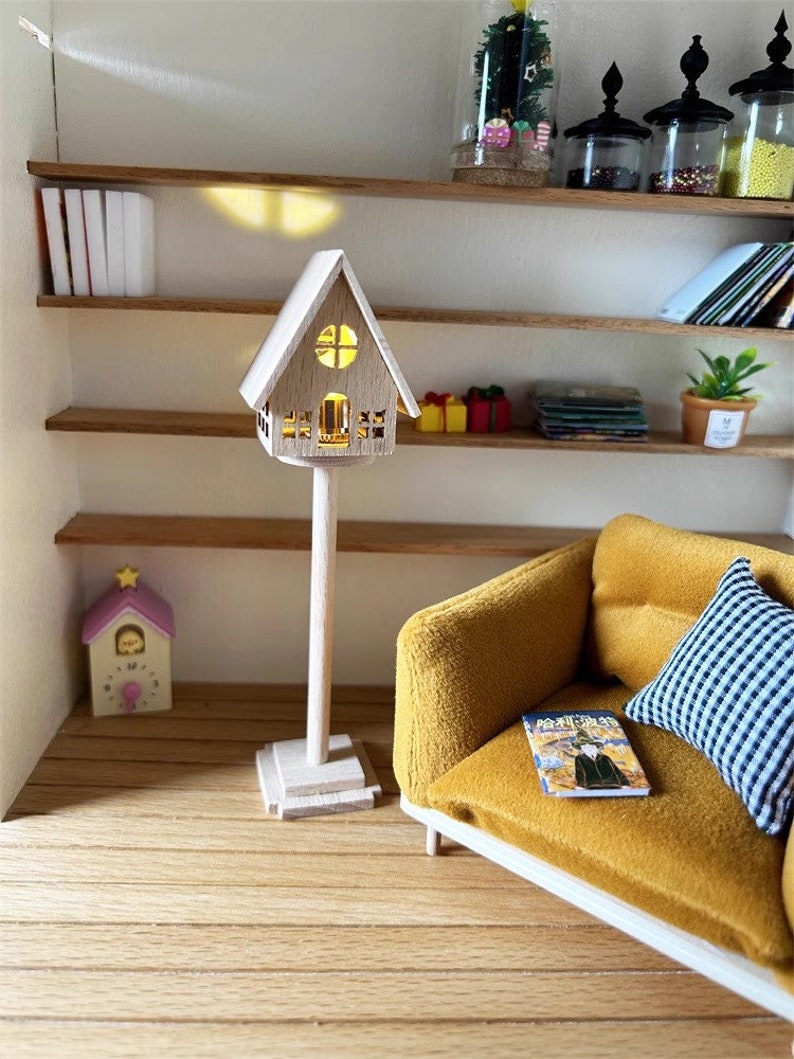 Lampe de sol miniature en bois pour maison de poupée, échelle 1:6, luminaire suspendu, petite maison, accessoires de meubles de simulation pour Blythe GSC BJD