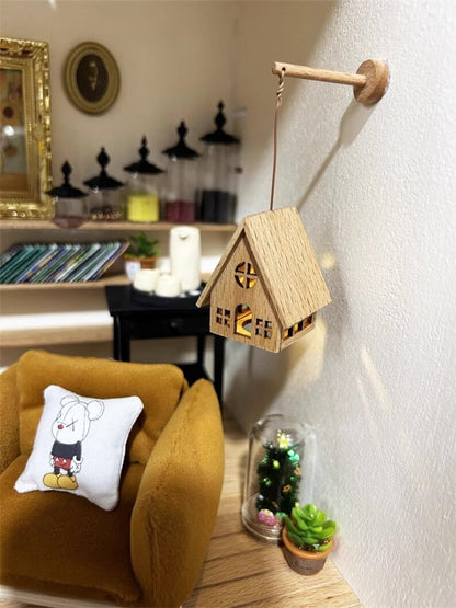 Lampe de sol miniature en bois pour maison de poupée, échelle 1:6, luminaire suspendu, petite maison, accessoires de meubles de simulation pour Blythe GSC BJD