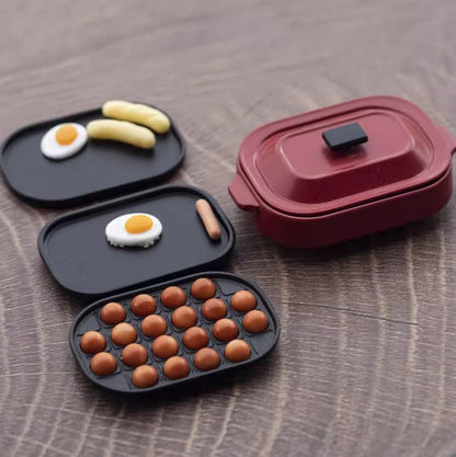 Juego de cocina de aleación en miniatura a escala 1:12: accesorios de cocina realistas para casa de muñecas con cocina de inducción y hervidor