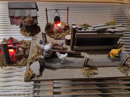 1:12 Scale Miniature Wooden Bonfire Camping Stove Hanging Furnace Model Dollhouse Accessory for BJD DIY Scenes