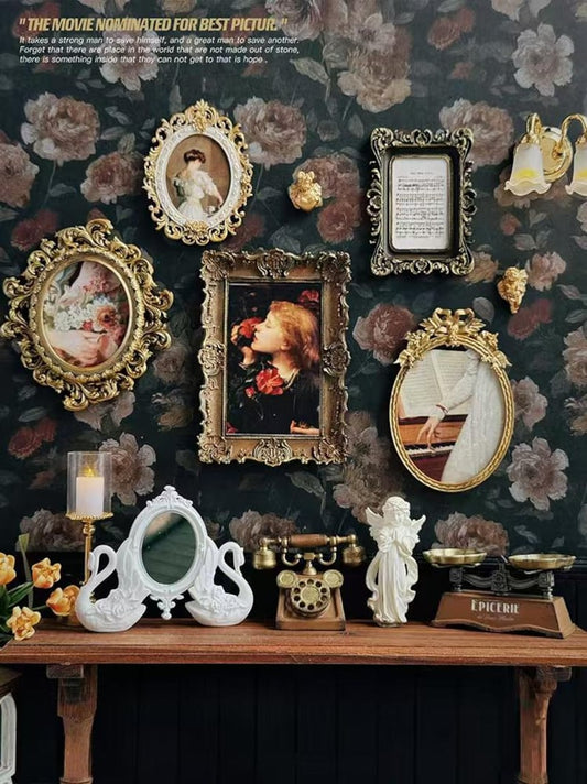 Maison de poupée miniature à l'échelle 1:6, peinture décorative rétro, cadre photo doré, décoration murale, meubles miniatures, échelle 1:12, BJD Blythe GSC