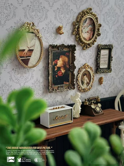 Maison de poupée miniature à l'échelle 1:6, peinture décorative rétro, cadre photo doré, décoration murale, meubles miniatures, échelle 1:12, BJD Blythe GSC