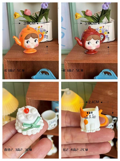 Tetera, taza, jarra, ensalada, botella, accesorios de cocina para casa de muñecas, muebles en miniatura BJD, Blythe y GSC, escala 1:6
