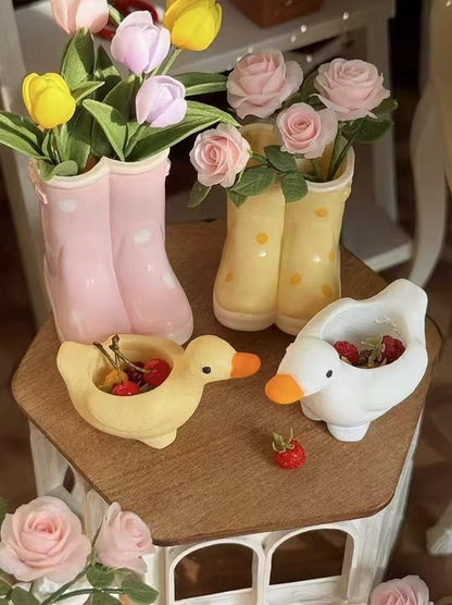 Maison de poupée miniature à l'échelle 1:6, maison de fleurs faite à la main, mini panier de fleurs de tulipes roses, modèle 1:12, support de fleurs en verre, décoration de jardin, meubles miniatures