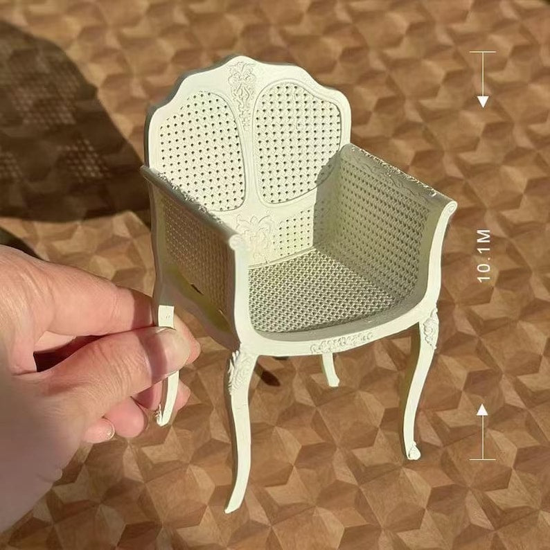 Chaise creuse miniature en rotin à l'échelle 1:6, table basse, modèle de meubles de maison de poupée, accessoires de bureau pour jouets BJD Blythe GSC