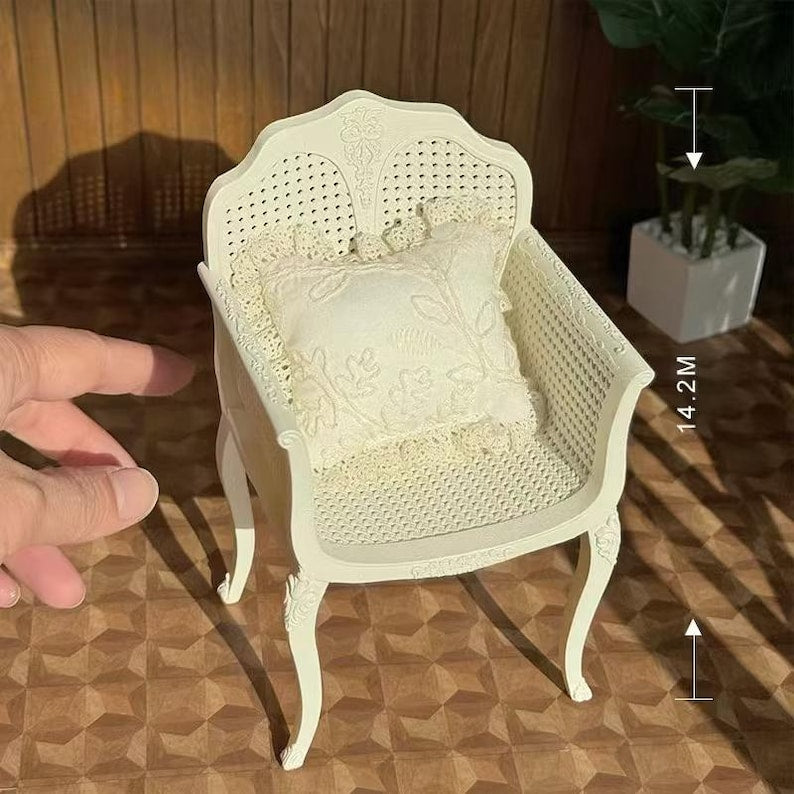 Chaise creuse miniature en rotin à l'échelle 1:6, table basse, modèle de meubles de maison de poupée, accessoires de bureau pour jouets BJD Blythe GSC