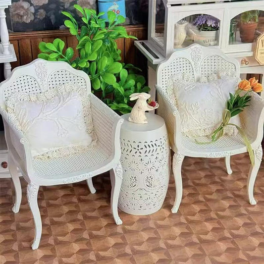 Chaise creuse miniature en rotin à l'échelle 1:6, table basse, modèle de meubles de maison de poupée, accessoires de bureau pour jouets BJD Blythe GSC