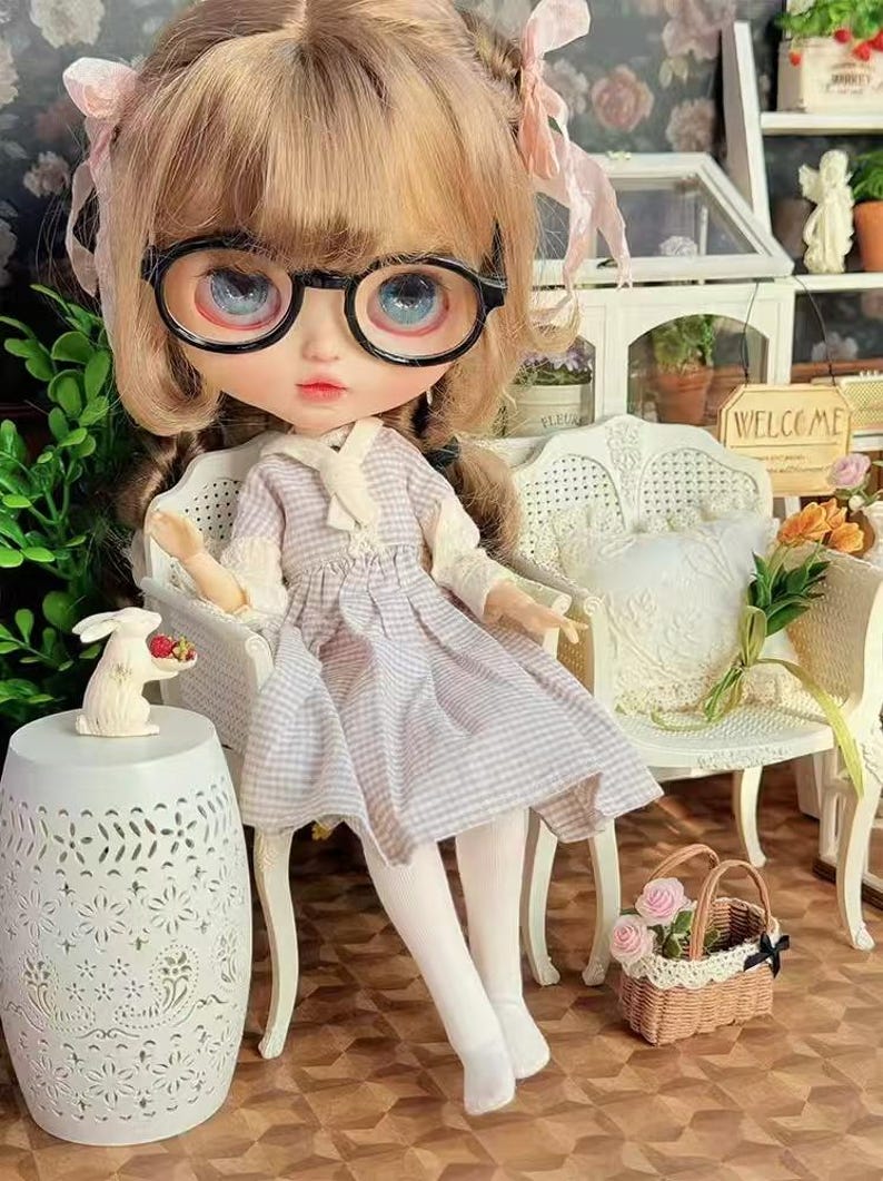 Chaise creuse miniature en rotin à l'échelle 1:6, table basse, modèle de meubles de maison de poupée, accessoires de bureau pour jouets BJD Blythe GSC