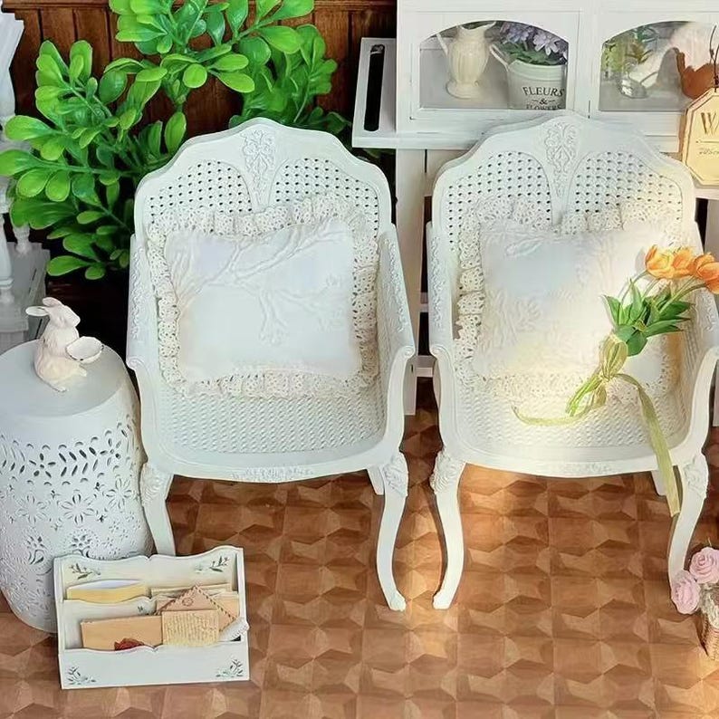 Chaise creuse miniature en rotin à l'échelle 1:6, table basse, modèle de meubles de maison de poupée, accessoires de bureau pour jouets BJD Blythe GSC