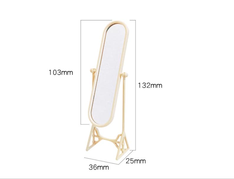 Miroir miniature pour tout le corps, échelle 1:6, miroir de maquillage sur pied, accessoires pour maison de poupée BJD Blythe GSC