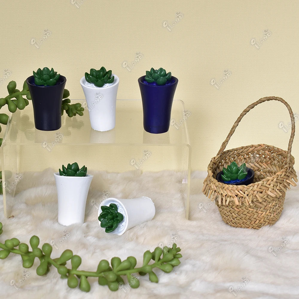 1:12 Scale Miniature Dollhouse Green Plant Potted Flower Accessories Artificial Succulents For Mini Scene