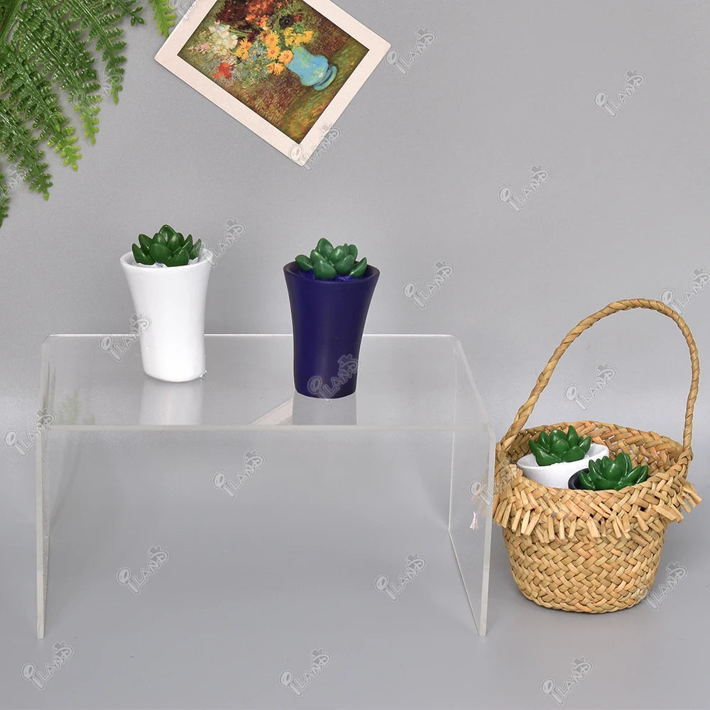 1:12 Scale Miniature Dollhouse Green Plant Potted Flower Accessories Artificial Succulents For Mini Scene