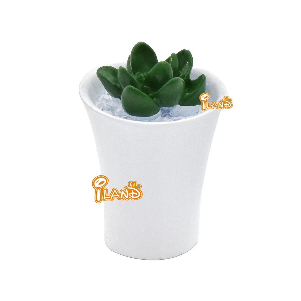 1:12 Scale Miniature Dollhouse Green Plant Potted Flower Accessories Artificial Succulents For Mini Scene