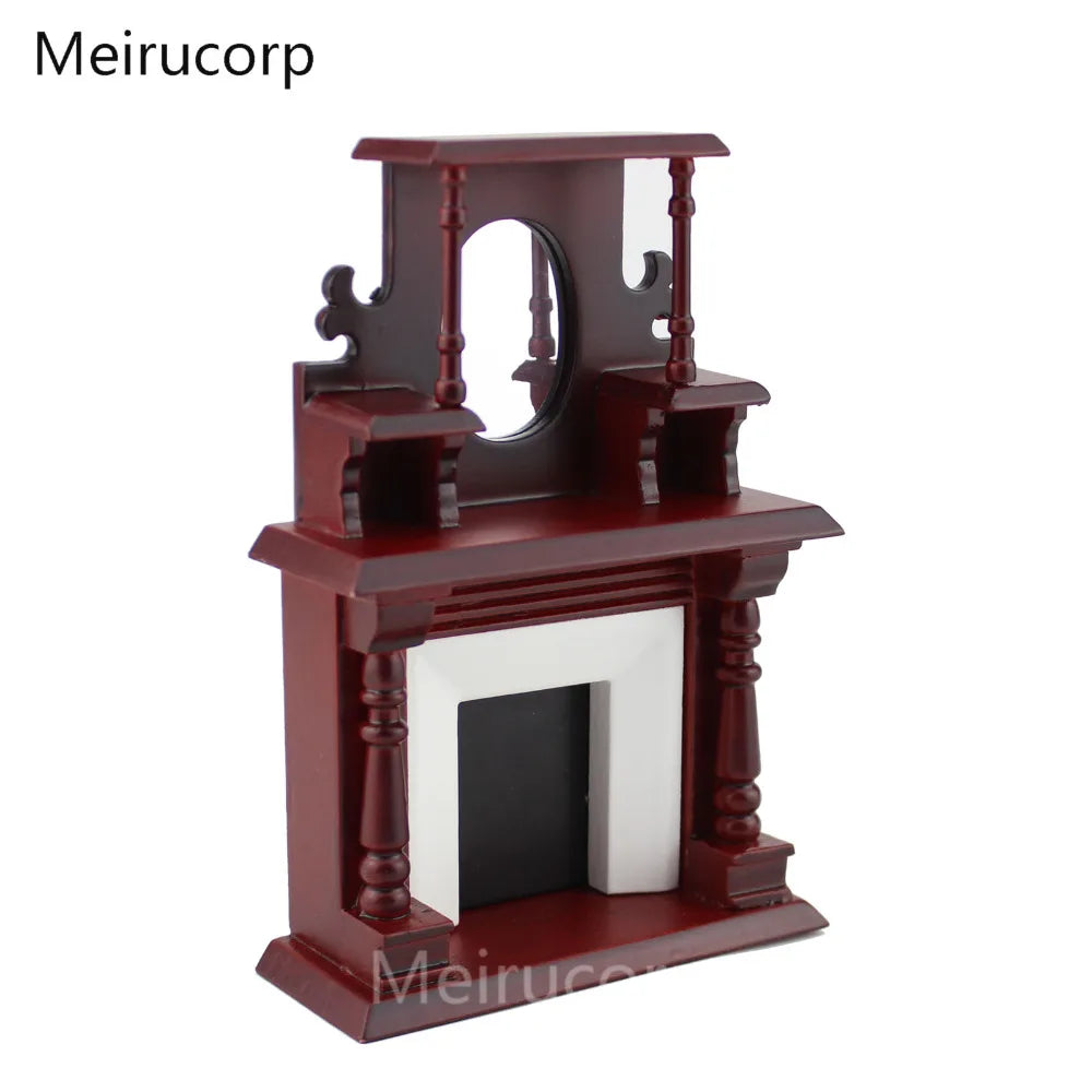 Muebles de chimenea para casa de muñecas en miniatura a escala 1:12