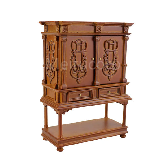 Mueble auxiliar de madera en miniatura a escala 1:12 | Muebles de casa de muñecas tallados a mano para coleccionistas